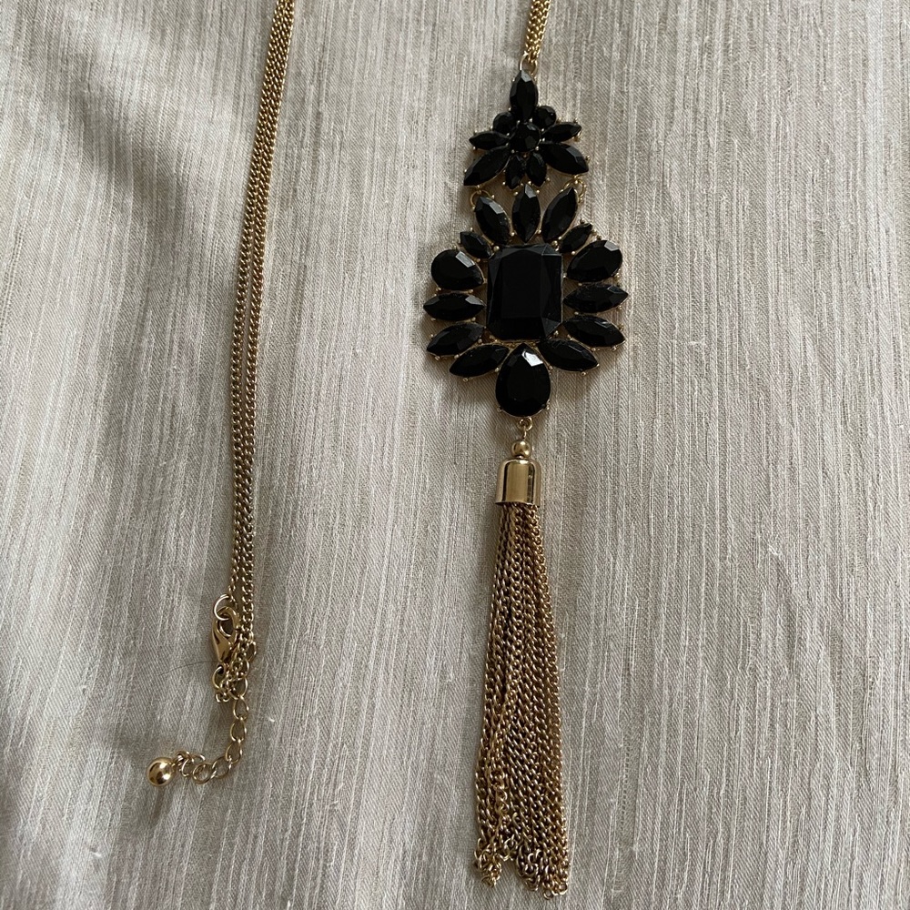 Charlotte Russe Long Black Statement Necklace